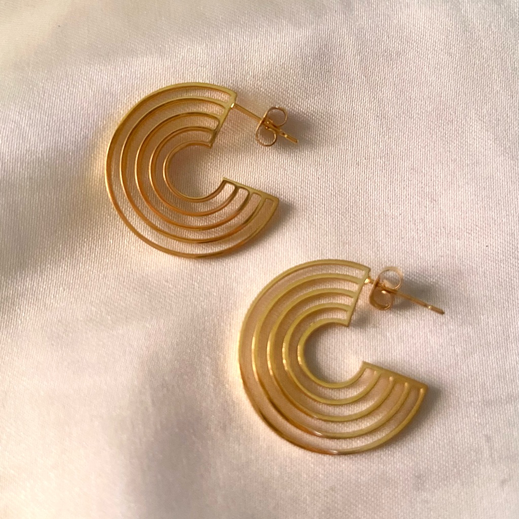 Gold Plated Art Deco Disc Earrings M